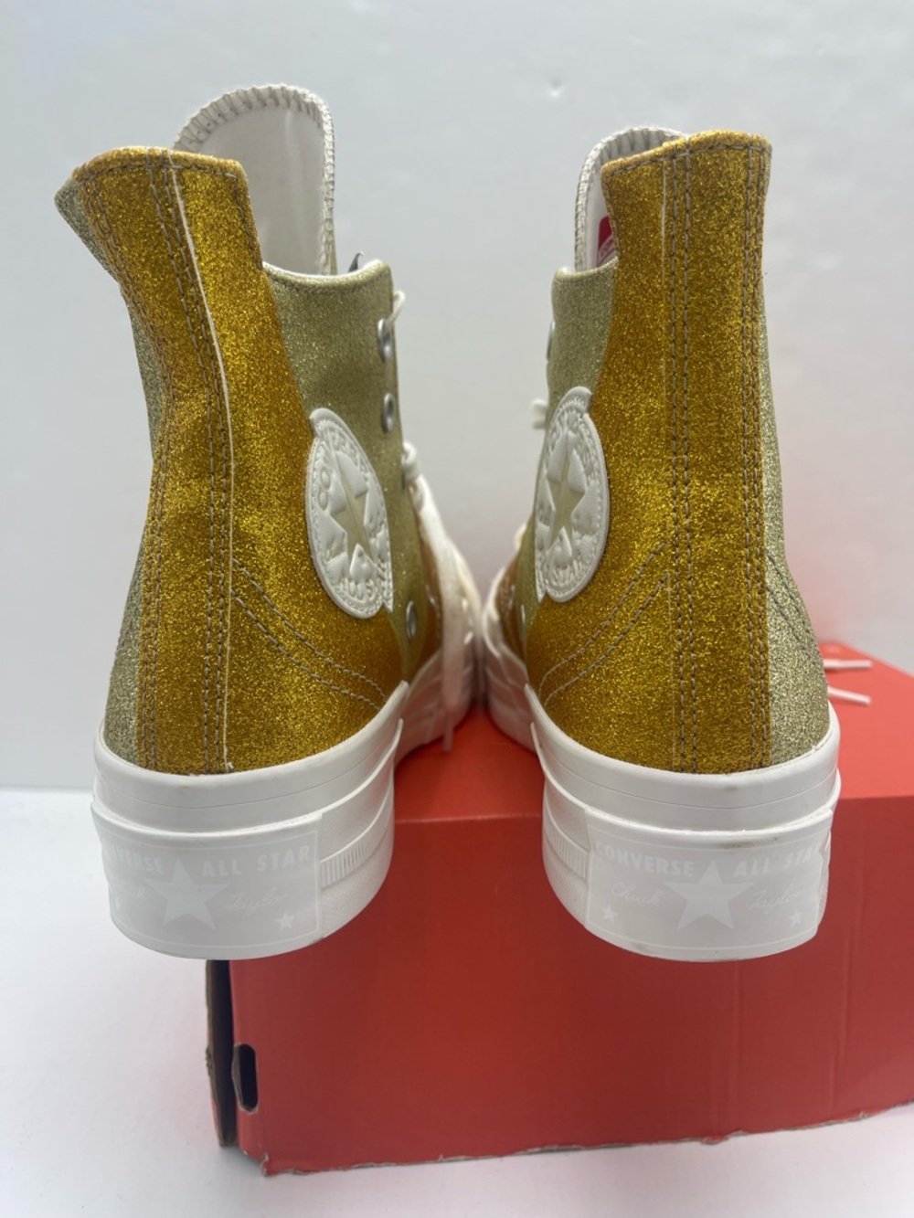 Converse WMNS Chuck 70 Plus Hi A08176C Vintage White/Dark Gold Platform Sneakers - Picture 10 of 16
